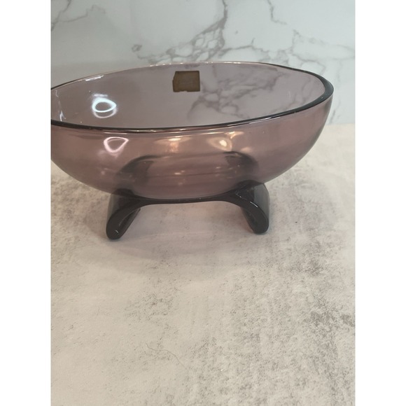 Vtg Viking Amethyst Scroll Oval Bowl Hand Made - Picture 9 of 9